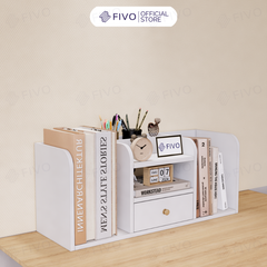 Kệ Sách Gỗ Đẹp Để Bàn FB26 FIVO Cao Cấp Có Hộc, Tiết Kiệm Diện Tích, Bo Góc Thẩm Mĩ