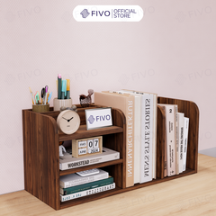 Kệ Sách Gỗ Đẹp Để Bàn FB26 FIVO Cao Cấp Có Hộc, Tiết Kiệm Diện Tích, Bo Góc Thẩm Mĩ