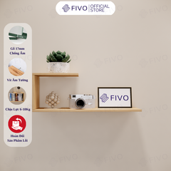 Kệ Sách Gỗ Treo Tường Chữ J FB42 FIVO, Lắp Đặt Dễ Dàng, Chống Ẩm, Chịu Lực Tốt