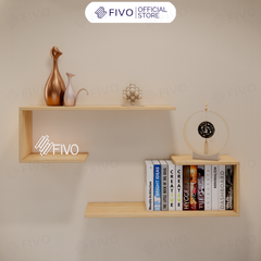 Kệ Sách Gỗ Treo Tường Chữ J FB42 FIVO, Lắp Đặt Dễ Dàng, Chống Ẩm, Chịu Lực Tốt