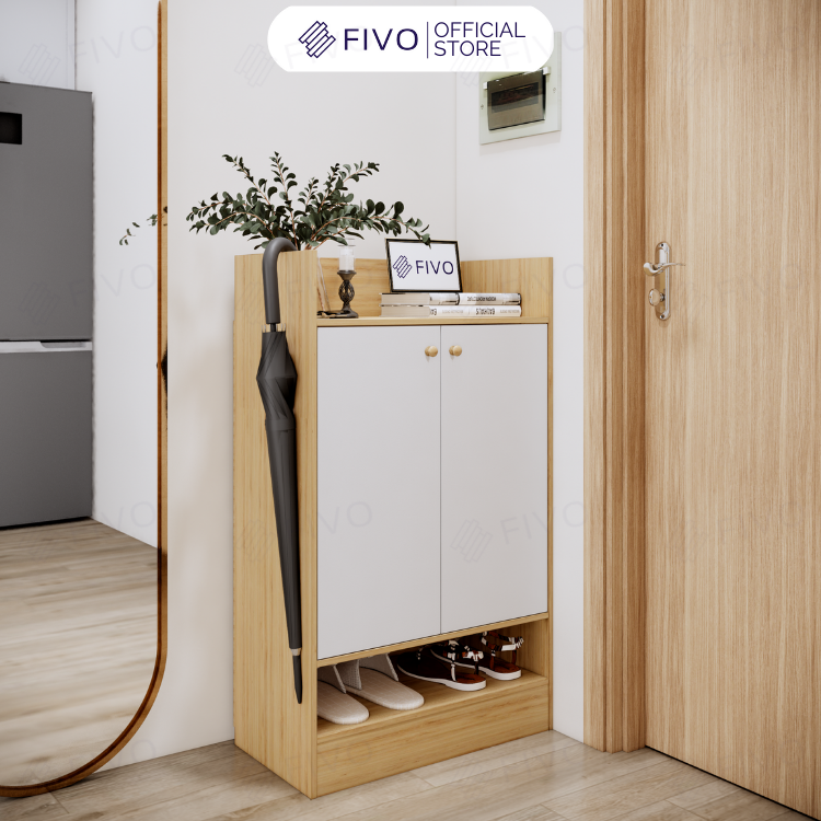 Tủ Giày Dép Gỗ MDF Nhiều Ngăn FS51 FIVO, Thiết Kế Cánh Mở Linh Hoạt, Phủ Melamine Chống Ẩm Chống Bụi