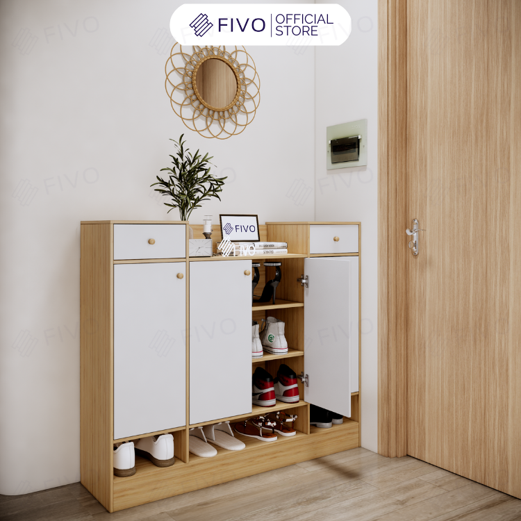Tủ Giày Dép Gỗ MDF Nhiều Ngăn FS51 FIVO, Thiết Kế Cánh Mở Linh Hoạt, Phủ Melamine Chống Ẩm Chống Bụi