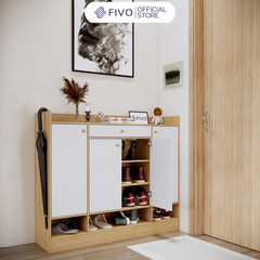 Tủ Gỗ Đựng Giày Dép MDF FS52 FIVO, Ván Dày 17mm Chống Ẩm, Cánh Mở Chống Bụi, Sâu 32cm Đựng Nhiều Giày Dép
