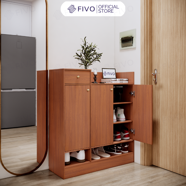 Tủ Giày Dép Gỗ MDF Nhiều Ngăn FS51 FIVO, Thiết Kế Cánh Mở Linh Hoạt, Phủ Melamine Chống Ẩm Chống Bụi