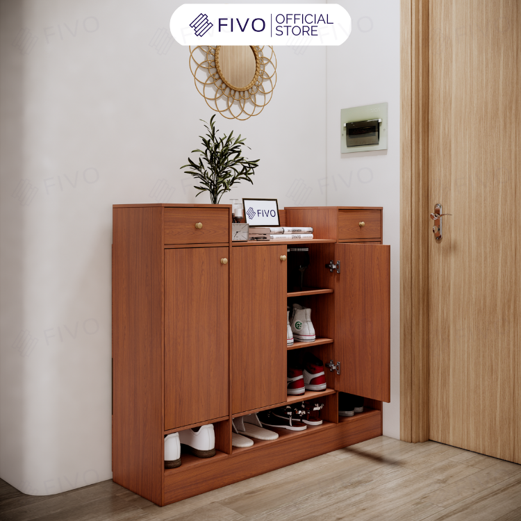 Tủ Giày Dép Gỗ MDF Nhiều Ngăn FS51 FIVO, Thiết Kế Cánh Mở Linh Hoạt, Phủ Melamine Chống Ẩm Chống Bụi