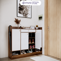 Tủ Gỗ Đựng Giày Dép MDF FS52 FIVO, Ván Dày 17mm Chống Ẩm, Cánh Mở Chống Bụi, Sâu 32cm Đựng Nhiều Giày Dép