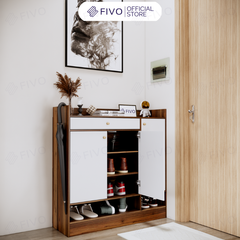 Tủ Gỗ Đựng Giày Dép MDF FS52 FIVO, Ván Dày 17mm Chống Ẩm, Cánh Mở Chống Bụi, Sâu 32cm Đựng Nhiều Giày Dép