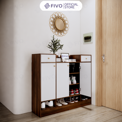 Tủ Giày Dép Gỗ MDF Nhiều Ngăn FS51 FIVO, Thiết Kế Cánh Mở Linh Hoạt, Phủ Melamine Chống Ẩm Chống Bụi