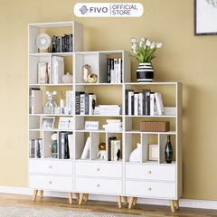 Tủ Sách Gỗ 5 Tầng FB61 FIVO, Có Hộc, 4 Chân, Dễ Dàng Lắp Ráp