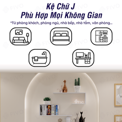 Kệ Sách Gỗ Treo Tường Chữ J FB42 FIVO, Lắp Đặt Dễ Dàng, Chống Ẩm, Chịu Lực Tốt
