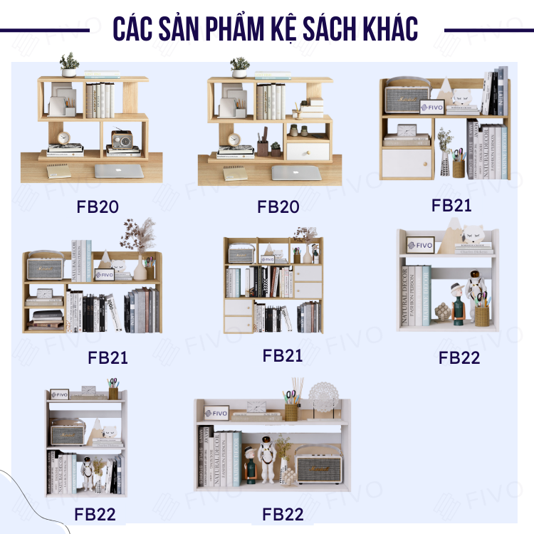 Kệ Sách Để Bàn FB24 FIVO, 1 Bộ Khung, 8 Kiểu Lắp Ráp, Đa Dạng Màu Sắc