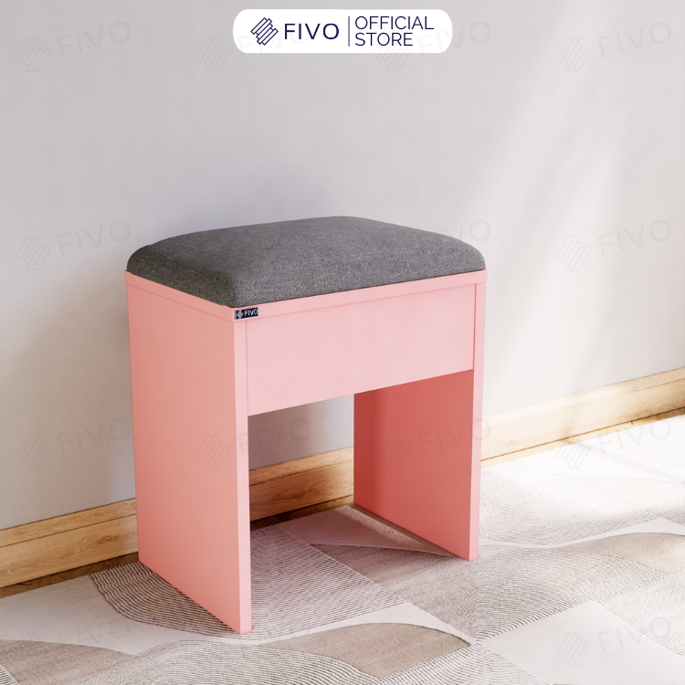 Ghế Đôn Nệm Nhung Bàn Học, Bàn Trang Điểm FG01 FIVO, Gỗ MDF Chống Ẩm Chịu Lực Lên Đến 300Kg, Thiết Kế Nhỏ Gọn Sang Trọng