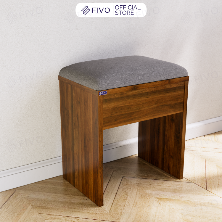 Ghế Đôn Nệm Nhung Bàn Học, Bàn Trang Điểm FG01 FIVO, Gỗ MDF Chống Ẩm Chịu Lực Lên Đến 300Kg, Thiết Kế Nhỏ Gọn Sang Trọng