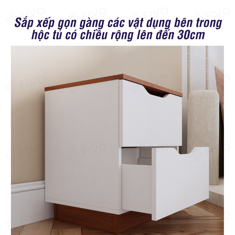 Tủ Đầu Giường Gỗ FT18 FIVO, Tay Cầm Vát Thẩm Mỹ, Dễ Dàng Lắp Ráp