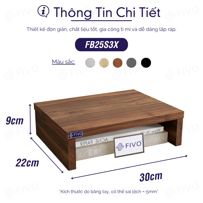 Kệ Máy Tính Để Bàn FIVO FB25 Gỗ Dày Chống Ẩm, Chống Võng Kệ, Bảo Vệ Đốt Sống Cổ