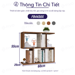 Kệ Sách Gỗ Treo Tường FB44 FIVO, Nhiều Ngăn, Đa Dạng Kích Thước Và Màu Sắc