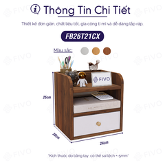 Kệ Sách Gỗ Đẹp Để Bàn FB26 FIVO Cao Cấp Có Hộc, Tiết Kiệm Diện Tích, Bo Góc Thẩm Mĩ