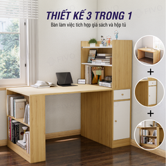 Bộ Bàn Ghế Làm Việc Kết Hợp Kệ Sách FD04 FIVO, Gỗ Chống Ẩm Cao Cấp, Thiết Kế 3 Trong 1