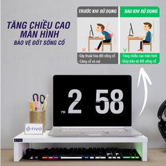 Kệ Máy Tính Để Bàn FIVO FB25 Gỗ Dày Chống Ẩm, Chống Võng Kệ, Bảo Vệ Đốt Sống Cổ