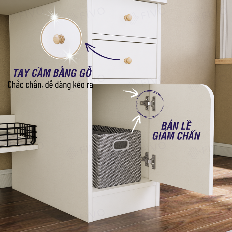 Bộ Bàn Ghế Làm Việc Kết Hợp Kệ Sách FD05 FIVO Cốt Ván 17mm Đầm Chắc, Đa Dạng Màu Sắc