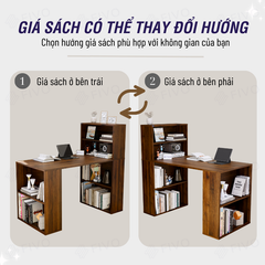 Bộ Bàn Ghế Làm Việc Kết Hợp Kệ Sách FD03 FIVO Tích Hợp Xoay Chiều 2in1, Ngăn Kệ Rộng Rãi, Dễ Dàng Lắp Ráp