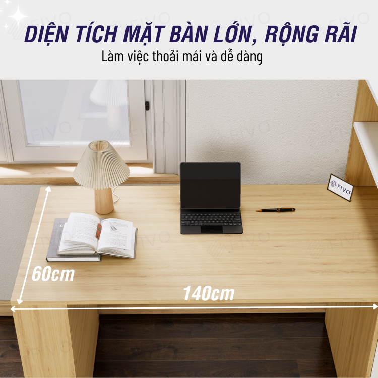 Bộ Bàn Ghế Làm Việc Kết Hợp Kệ Sách FD04 FIVO, Gỗ Chống Ẩm Cao Cấp, Thiết Kế 3 Trong 1