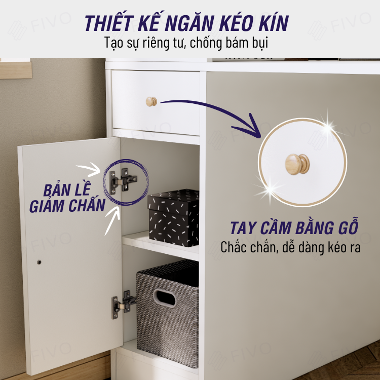 Bộ Bàn Ghế Làm Việc Kết Hợp Kệ Sách FD04 FIVO, Gỗ Chống Ẩm Cao Cấp, Thiết Kế 3 Trong 1