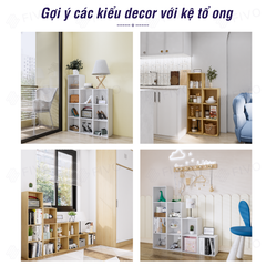 Kệ Sách Gỗ Tổ Ong FB01 FIVO Có Tấm Lưng Dày Dặn, Đa Tầng, Dễ Lắp Ráp, Đa Dạng Cách Sắp Xếp
