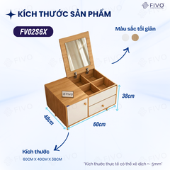 Bàn Trang Điểm Mini Ngồi Bệt Gương Gập Đa Năng FV02 FIVO, Kết Hợp Làm Bàn Học, Hộc Kéo Rộng Rãi, Thiết Kế Không Lộ Vít