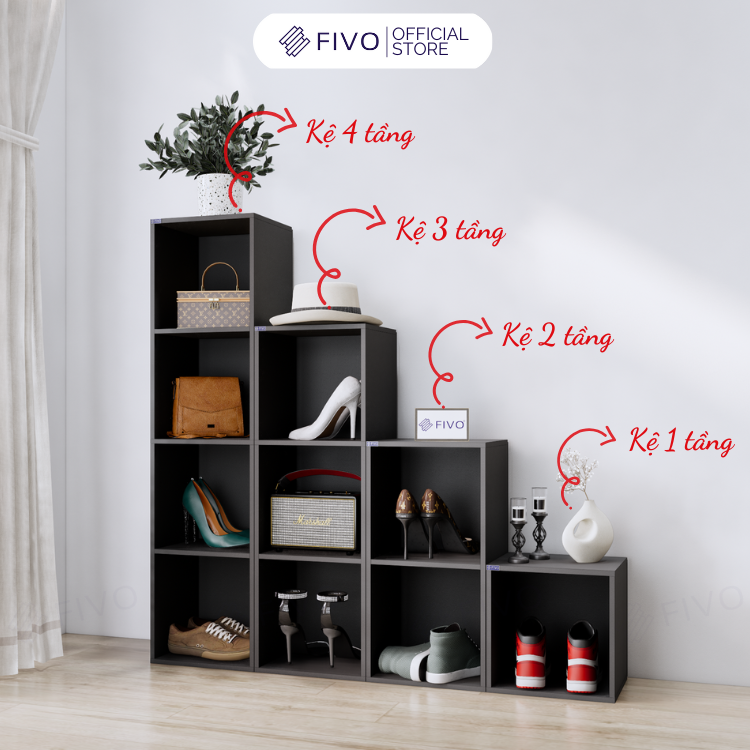 Kệ Sách Gỗ Tổ Ong FB01 FIVO Có Tấm Lưng Dày Dặn, Đa Tầng, Dễ Lắp Ráp, Đa Dạng Cách Sắp Xếp