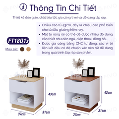 Tủ Đầu Giường Gỗ FT18 FIVO, Tay Cầm Vát Thẩm Mỹ, Dễ Dàng Lắp Ráp