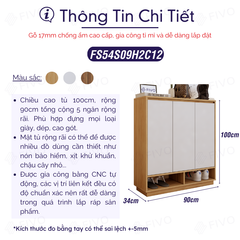 Tủ Kệ Giày Gỗ MDF FS54 FIVO, Gỗ Dày 17mm Phủ Melamine Chống Ẩm, Tối Ưu Không Gian, Tiết Kiệm Diện Tích
