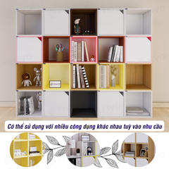 Kệ Sách Gỗ Tổ Ong FB02 FIVO, Tấm Lưng Dày Dặn, Hộc Tủ Rộng Rãi, Ô Tách Rời, Decor Linh Động, Lắp Ráp Dễ Dàng