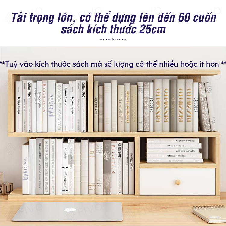 Kệ Sách Gỗ Để Bàn FB20 FIVO Dày Dặn, Bền Chắc, Nhỏ Gọn, Decor Linh Hoạt, Dễ Dàng Lắp Ráp