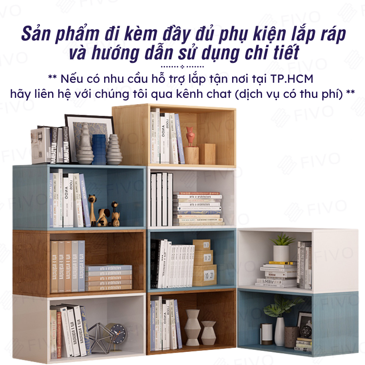 Kệ Sách Gỗ Tổ Ong FB03 FIVO, Tấm Lưng Chắc Chắn, Hộc Tủ Rộng Rãi, Decor Linh Hoạt, Đa Dạng Màu Sắc