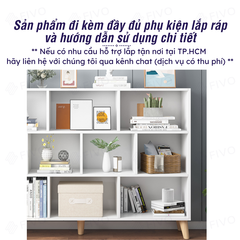 Kệ Sách Gỗ Đứng Có Chân FB60 FIVO, Kèm Tấm Lưng Chắc Chắn, Đa Dạng Kích Thước, Đa Ngăn