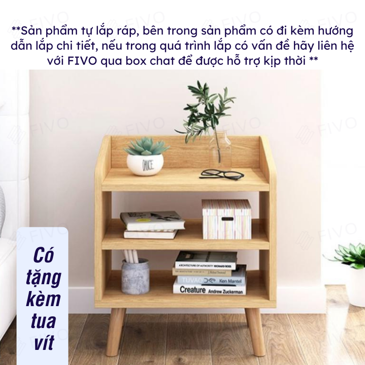 Tủ Đầu Giường Mini Nhiều Ngăn FT40 FIVO, Kệ Tab Đầu Giường Gỗ Phong Cách Châu Âu, Decor Phòng Ngủ Sang Trọng