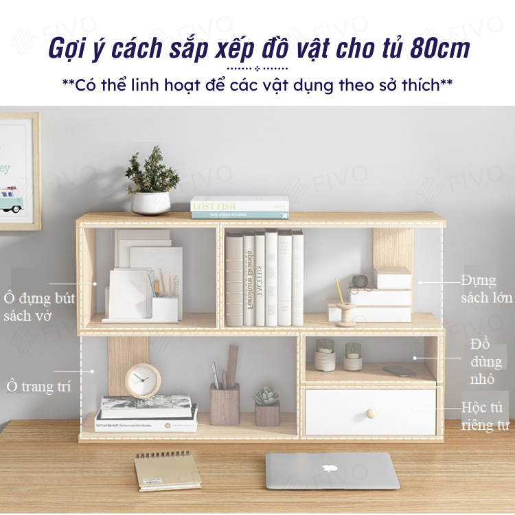 Kệ Sách Gỗ Để Bàn FB20 FIVO Dày Dặn, Bền Chắc, Nhỏ Gọn, Decor Linh Hoạt, Dễ Dàng Lắp Ráp