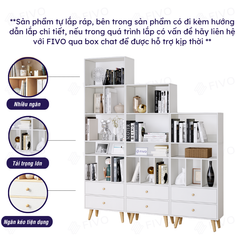 Tủ Sách Gỗ 5 Tầng FB61 FIVO, Có Hộc, 4 Chân, Dễ Dàng Lắp Ráp