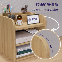 Kệ Sách Gỗ Đẹp Để Bàn FB26 FIVO Cao Cấp Có Hộc, Tiết Kiệm Diện Tích, Bo Góc Thẩm Mĩ