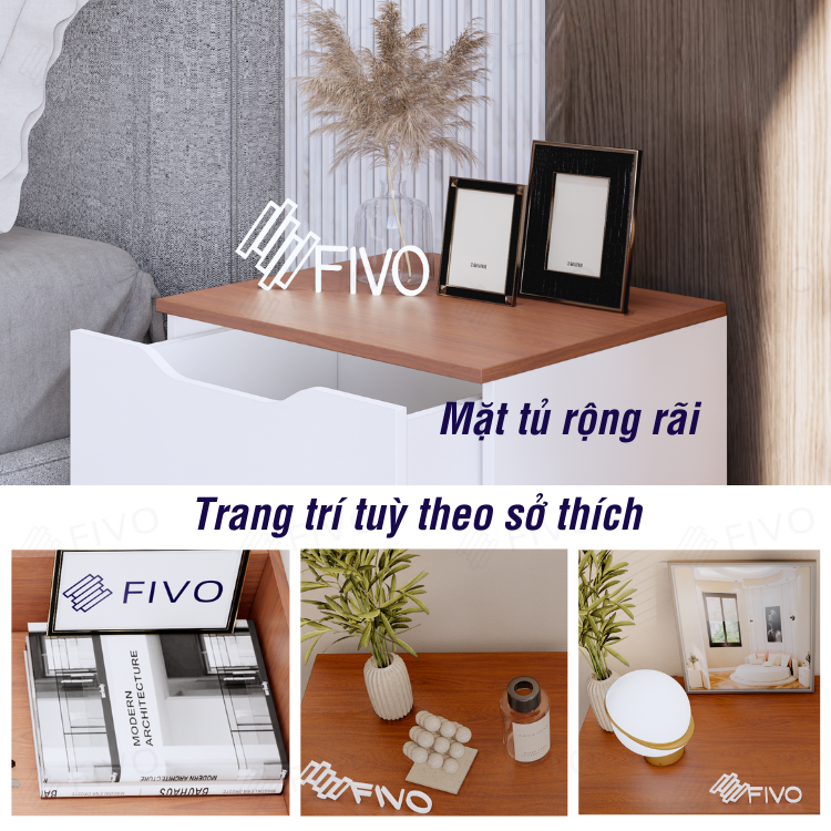 Tủ Đầu Giường Gỗ FT18 FIVO, Tay Cầm Vát Thẩm Mỹ, Dễ Dàng Lắp Ráp