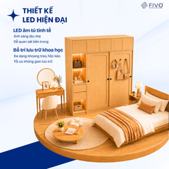 Tủ Quần Áo Gỗ Cửa Lùa Cao Cấp FC37 FIVO, Gỗ Dày 17mm Độ Sâu 60cm, Kèm Hệ Trang Trí, Freeship+Free Lắp Đặt, Trả Góp 0%