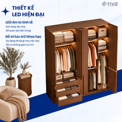 Tủ Đựng Quần Áo Gỗ Cao Cấp FC09 FIVO, Thiết Kế Cánh Mở Sâu 60cm, Kèm Ngăn Kéo, Freeship+Free Lắp Đặt, Trả Góp 0%
