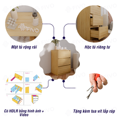 Tủ Đầu Giường Gỗ FT19 FIVO, Thiết Kế Hiện Đại, Đa Dạng Tùy Chọn, Dễ Dàng Lắp Ráp