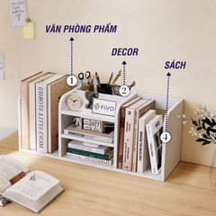 Kệ Sách Gỗ Đẹp Để Bàn FB26 FIVO Cao Cấp Có Hộc, Tiết Kiệm Diện Tích, Bo Góc Thẩm Mĩ
