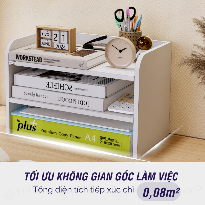 Kệ Sách Gỗ Để Bàn FB27 FIVO Tối Ưu Chiều Dọc, Tích Hợp Ngăn Kéo Kín, Đa Dạng Màu Sắc, Dễ Dàng Lắp Ráp