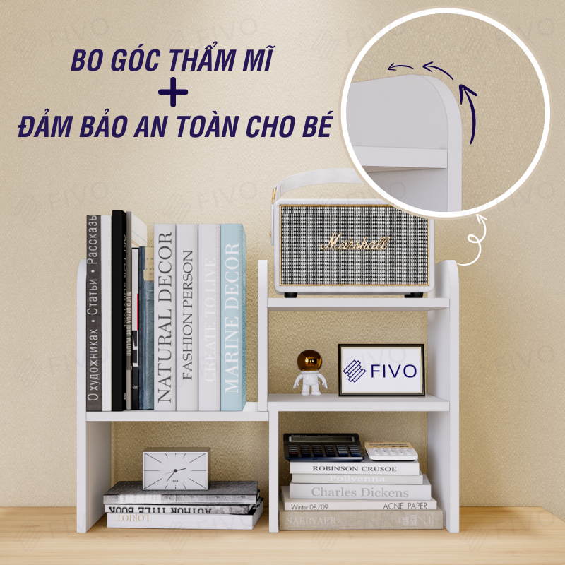 Kệ Sách Gỗ Để Bàn FB23 FIVO Điều Chỉnh Linh Hoạt, Lắp Ghép Tiện Lợi, Decor Đẹp Cho Góc Làm Việc Và Học Tập