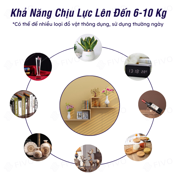 Kệ Sách Gỗ Treo Tường Chữ J FB42 FIVO, Lắp Đặt Dễ Dàng, Chống Ẩm, Chịu Lực Tốt