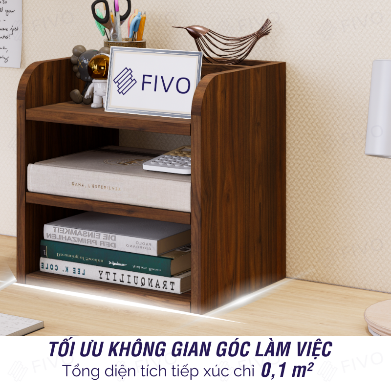 Kệ Sách Gỗ Đẹp Để Bàn FB26 FIVO Cao Cấp Có Hộc, Tiết Kiệm Diện Tích, Bo Góc Thẩm Mĩ