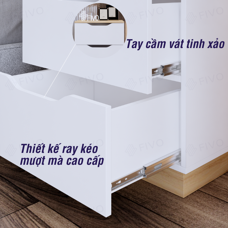 Tủ Đầu Giường Gỗ FT18 FIVO, Tay Cầm Vát Thẩm Mỹ, Dễ Dàng Lắp Ráp